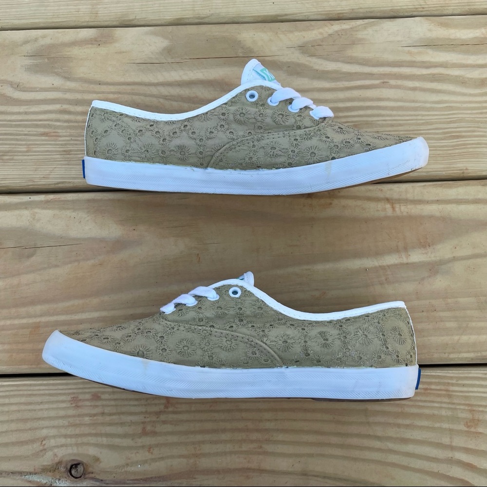 Keds Teacup Eyelet Lace Beige and White Custom Sneakers